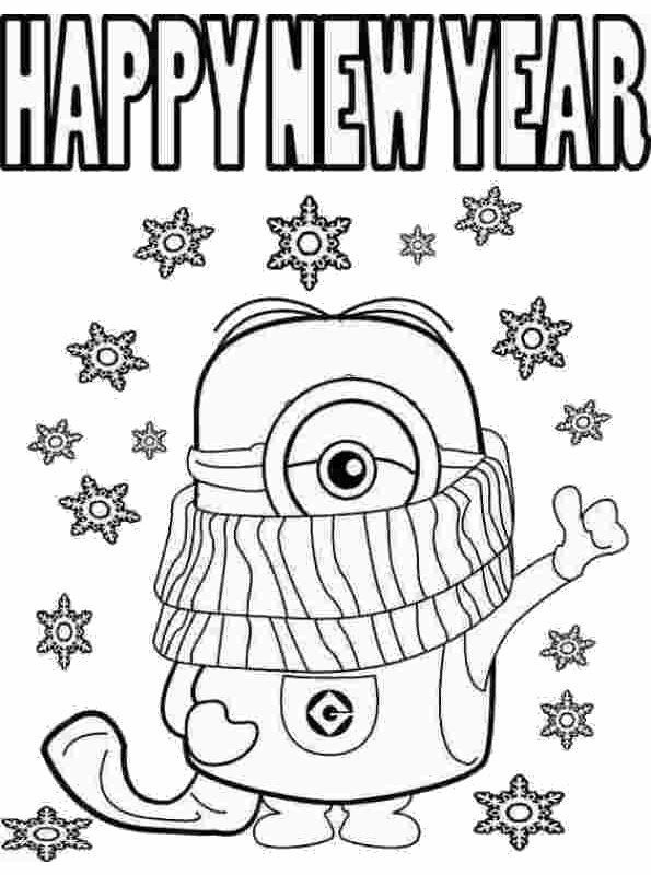 Kids-n-fun.com | Coloring page New Years Eve Happy New Year Minion